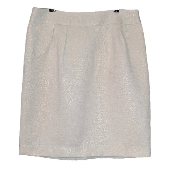 Banana Republic White Shimmering Jacquard Skirt Sz 10 - Picture 2 of 5